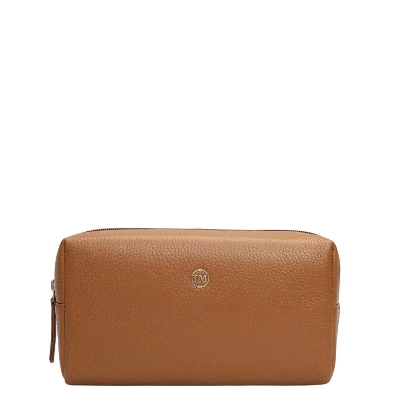 Da Milano Wax Leather Vanity Pouch - Caramel